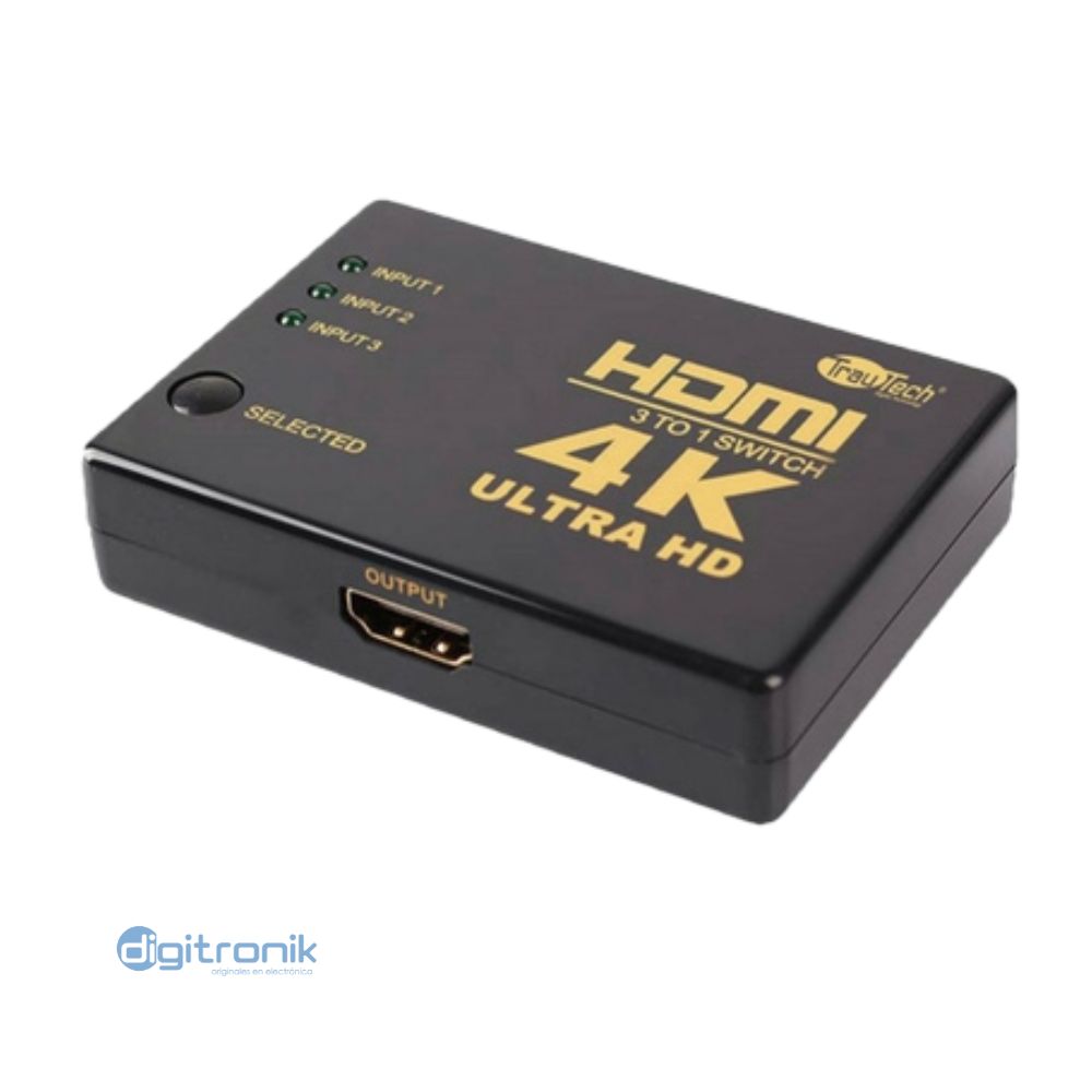 SWITCH HDMI 3X1 PUERTOS4KX2K TRAUTECH PE-SW0084