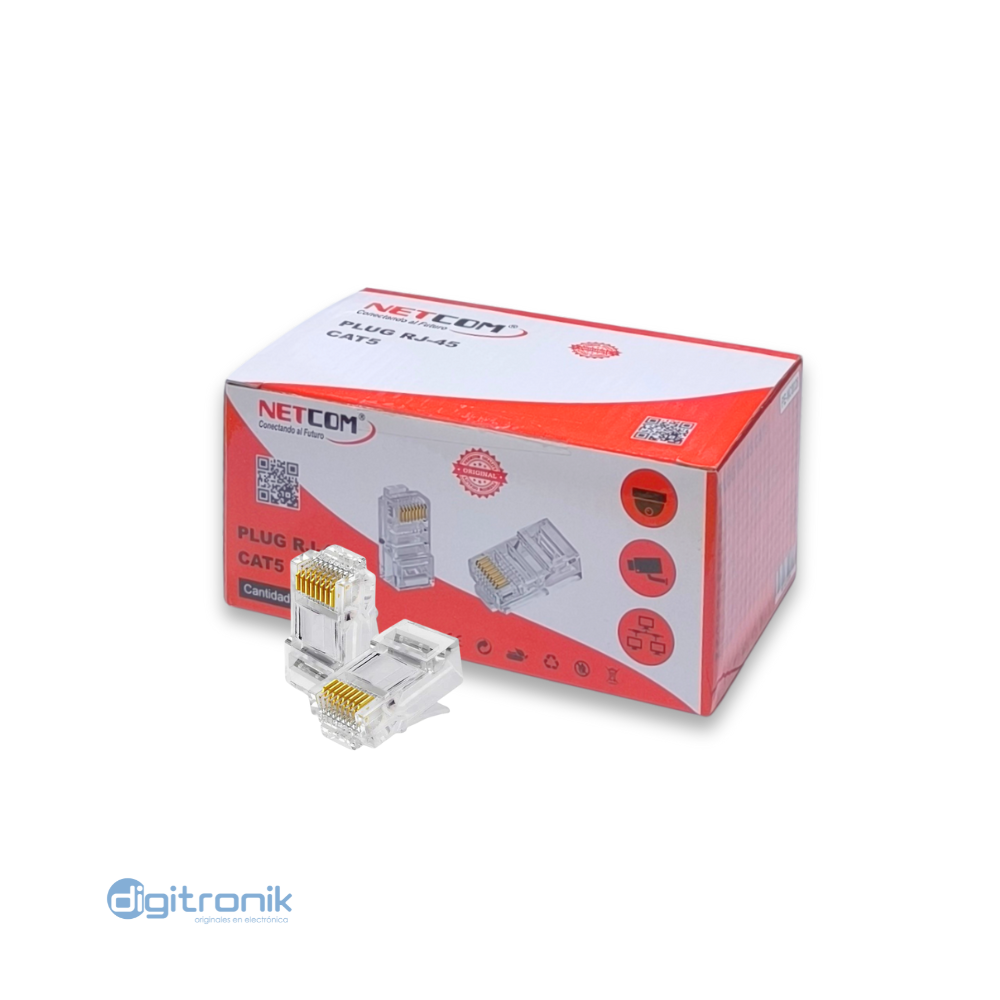 CONECTOR RJ45 CAT5 8PIN NETCOM PE-NC0028 X 100 UND