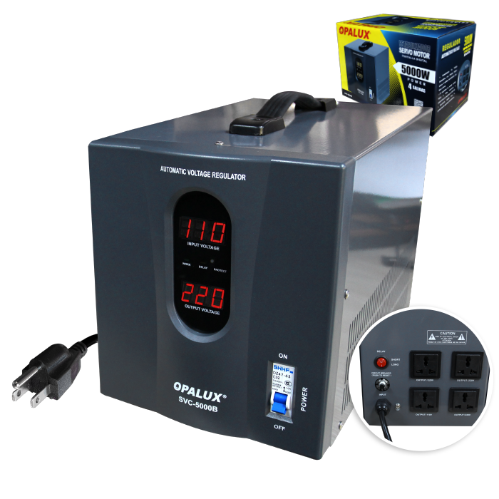 ESTABILIZADOR SERVOMOTOR 5000W OPALUX C/PANTALLA DIGITAL SVC 5000B