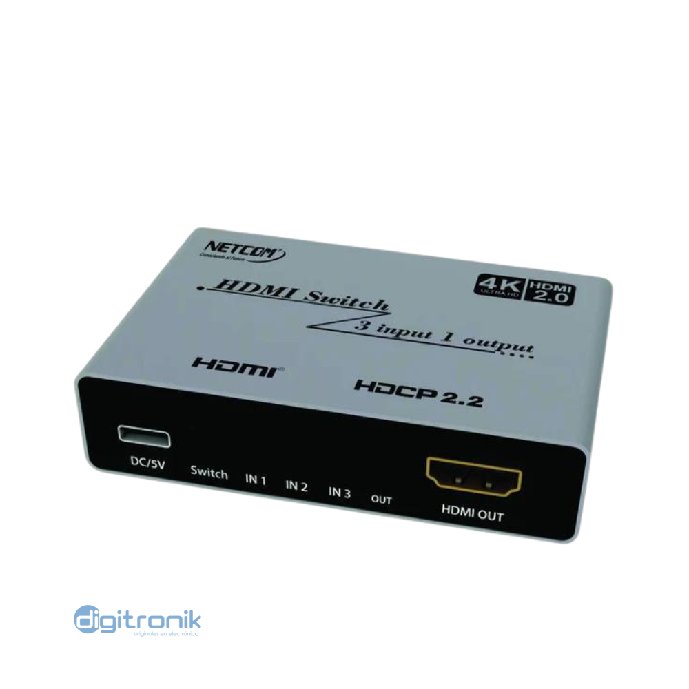 SWITCH HDMI 3 X 1 V2.0 NETCOM PE-SW0095