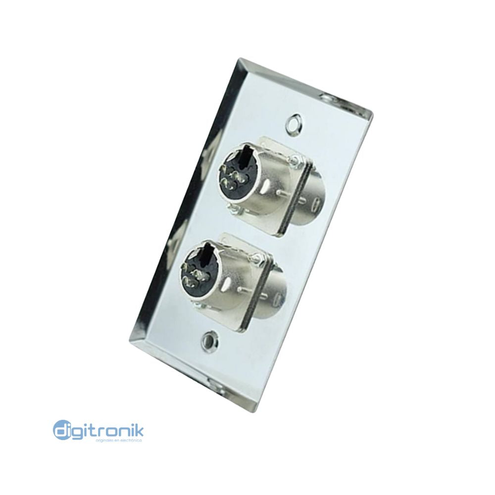 PLACA FACE PLACA DE METAL 2 XLR HEMBRA NETCOM PE-XLR102