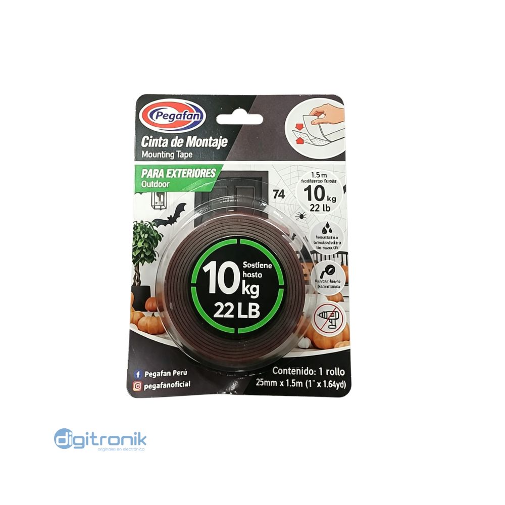 CINTA DE MONTAJE EXTERIORES 25MM X 1.5M (1X1.64YD) PEGAFAN KURESA