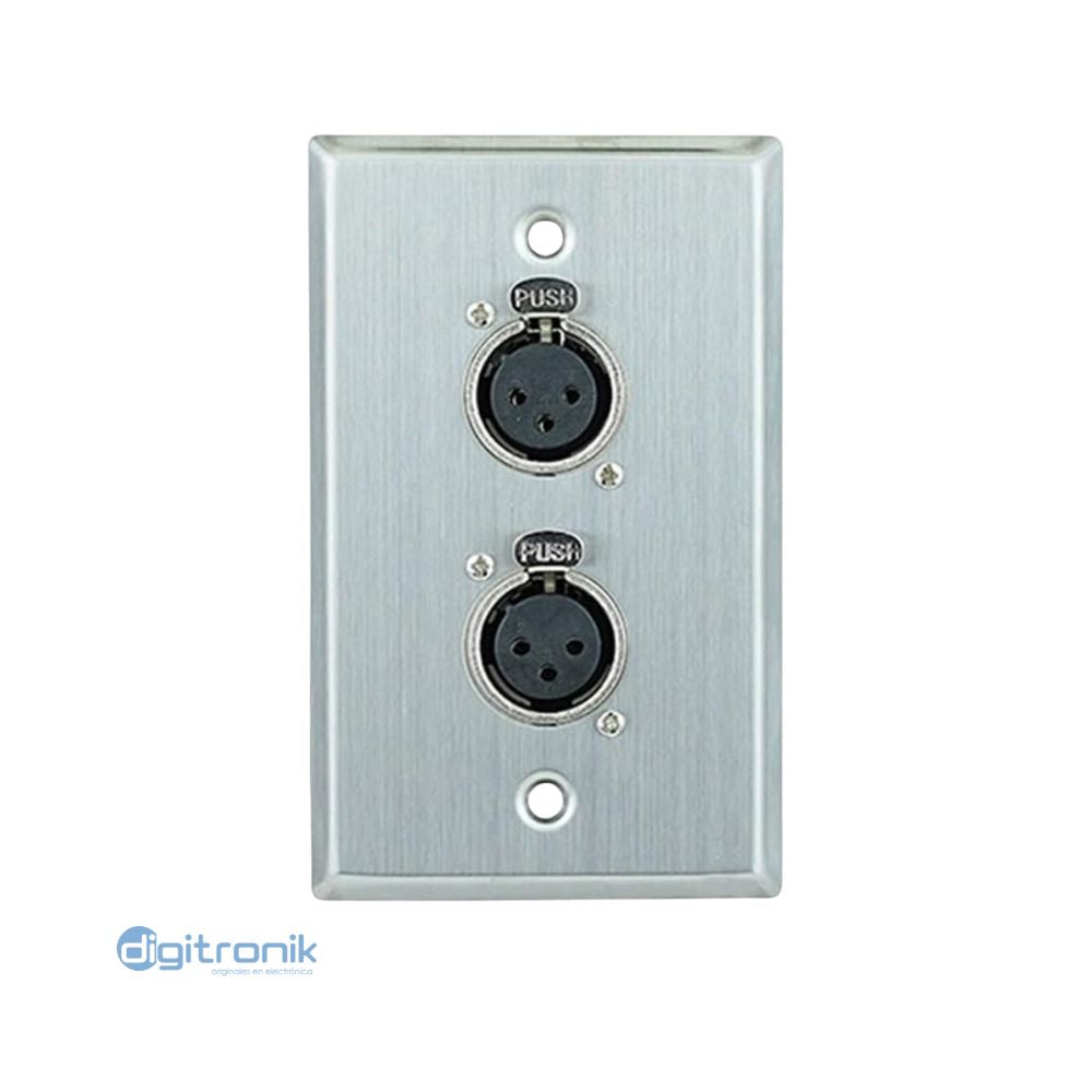 PLACA FACE PLACA DE METAL 2 XLR HEMBRA NETCOM PE-XLR102