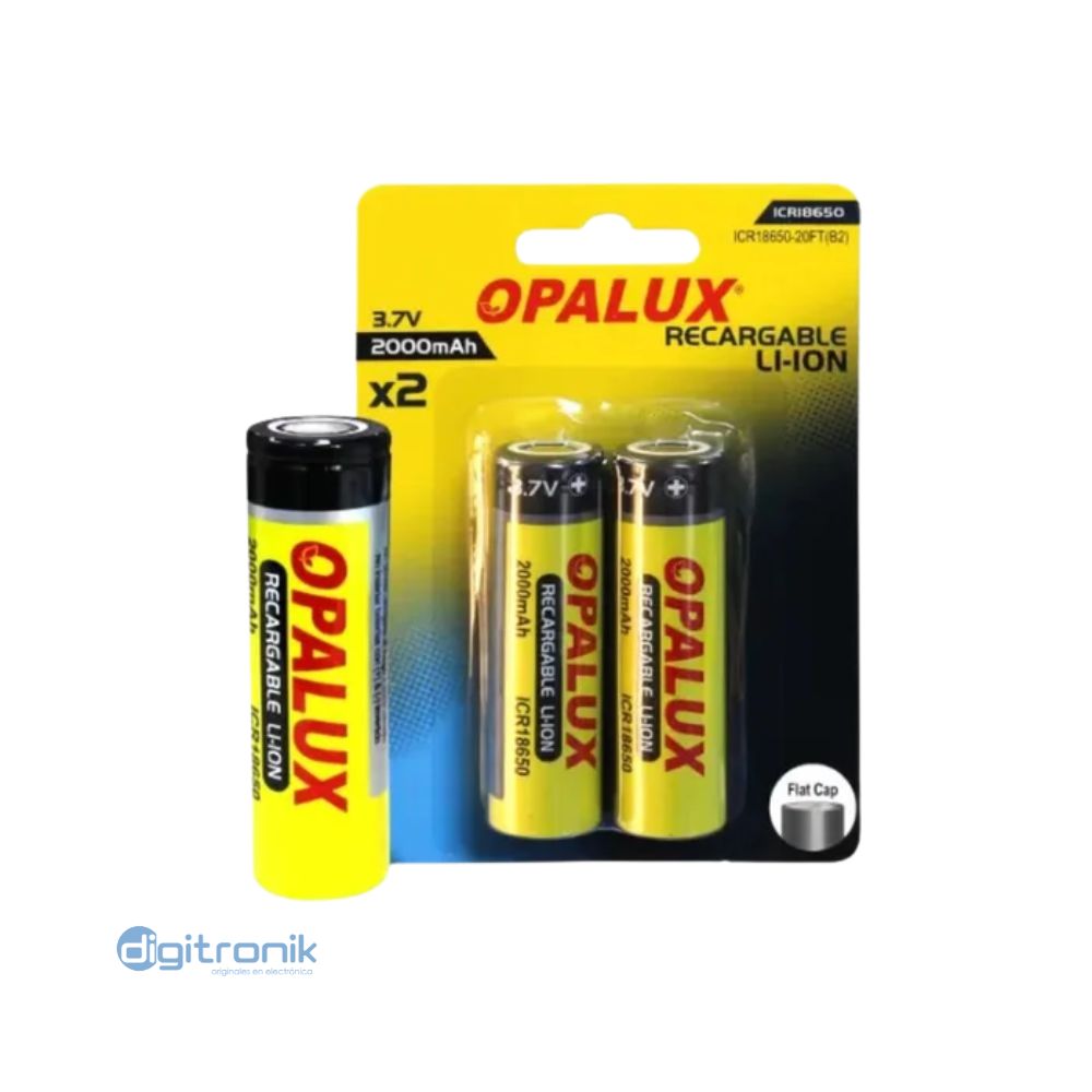 BATERIA RECARGABLE 18650 (FC) LITIO 3.7V OPALUX 2000MAH ICR18650-2000FT(B2)