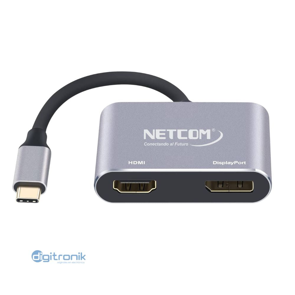 ADAPTADOR USB-C A HDMI & DP 4K NETCOM PE-TA0141