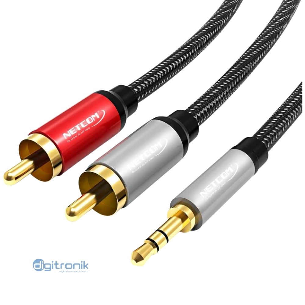 CABLE 2 RCA A 1 PLUG 3.5MM 5MTS NETCOM PE-RS0125