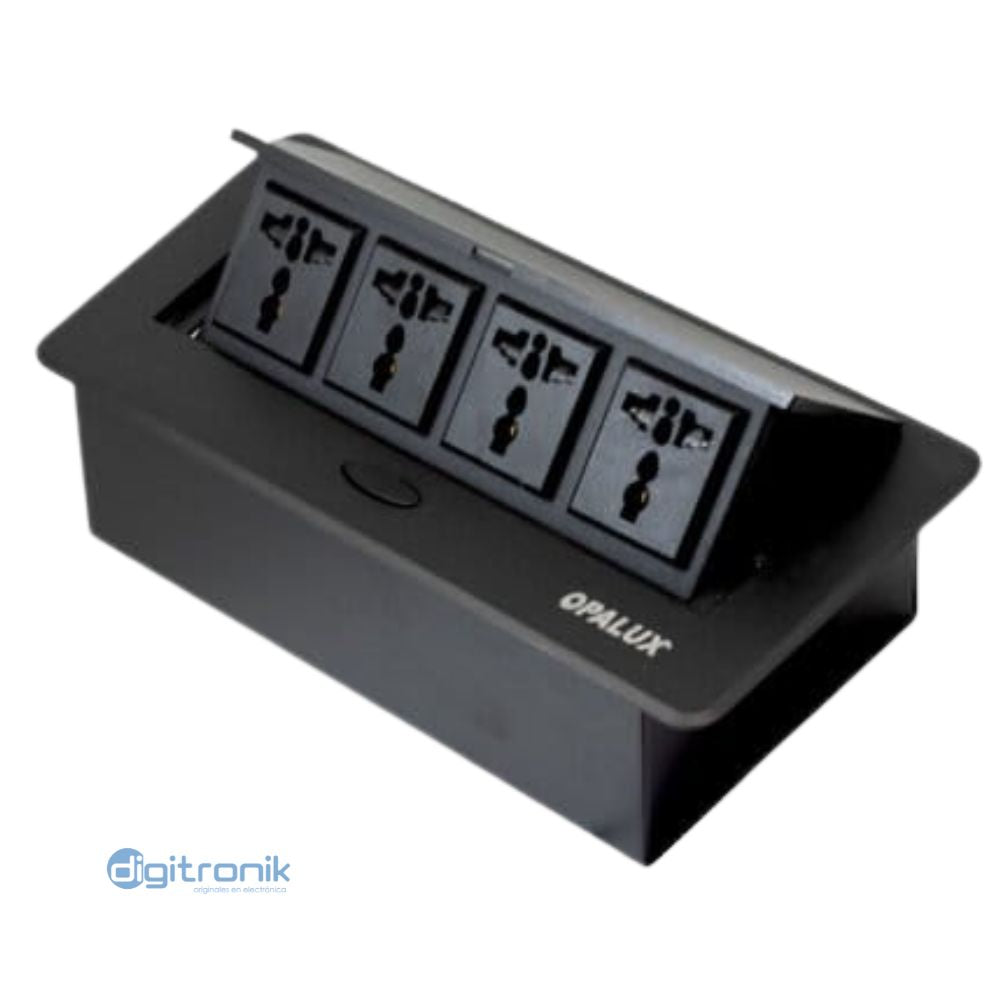 TOMA CORRIENTE PARA MUEBLE OPALUX 4 TOMAS MULTIPLES OP-UTS4BK