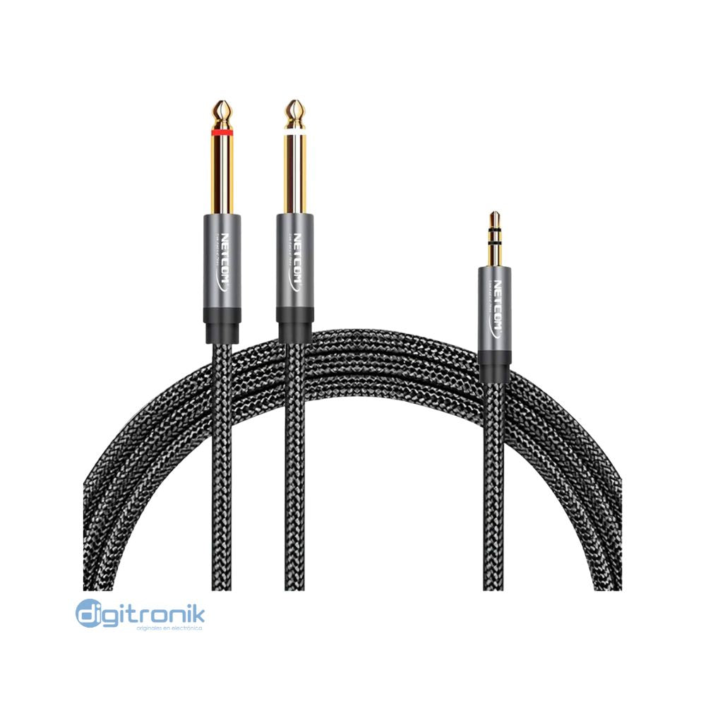 CABLE DE AUDIO 1 PLUG 3.5MM A 2 PLUG 6.3MM NETCOM PE-RS0505