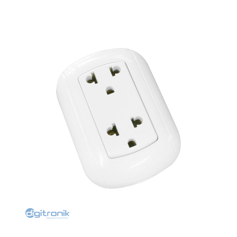 TOMACORRIENTE DOBLE UNIVERSAL C/LINEA A TIERRA BLANCO OPALUX 323-9WH
