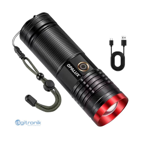 LINTERNA LED TACTICA 15W OPALUX 1000LM, 5 MODOS, IP44 OP-8623