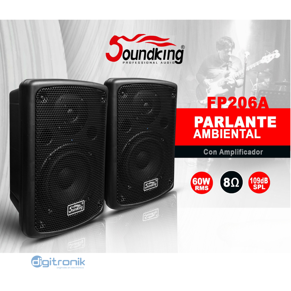 PARLANTE AMBIENTAL ACTIVO 6" DE 2 VIAS 60W RMS FP206A SOUNDKING
