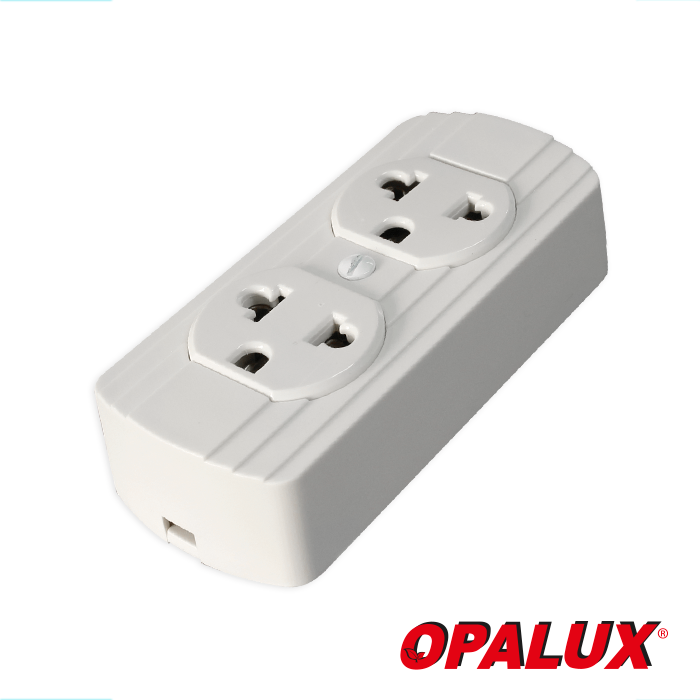 TOMACORRIENTE BLANCO OPALUX DOBLE UNIVERSAL SUPERFICIAL OPALUX U-29WH