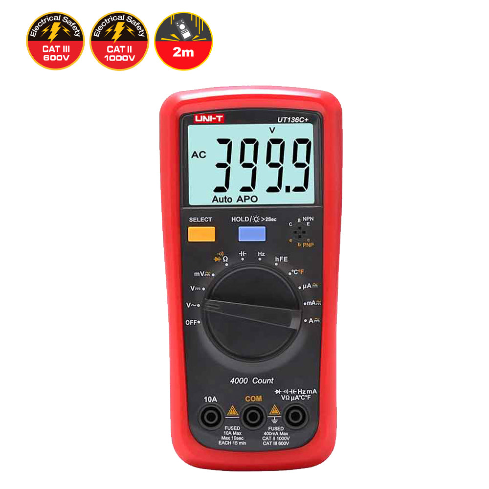 MULTITESTER DIGITAL C/TEMPERATURA-NCV UNI-T UT-136C+