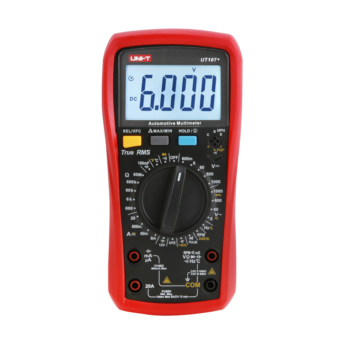 MULTIMETRO AUTOMOTRIZ TRUE RMS 1000V AC/DC UT-107+ UNI-T