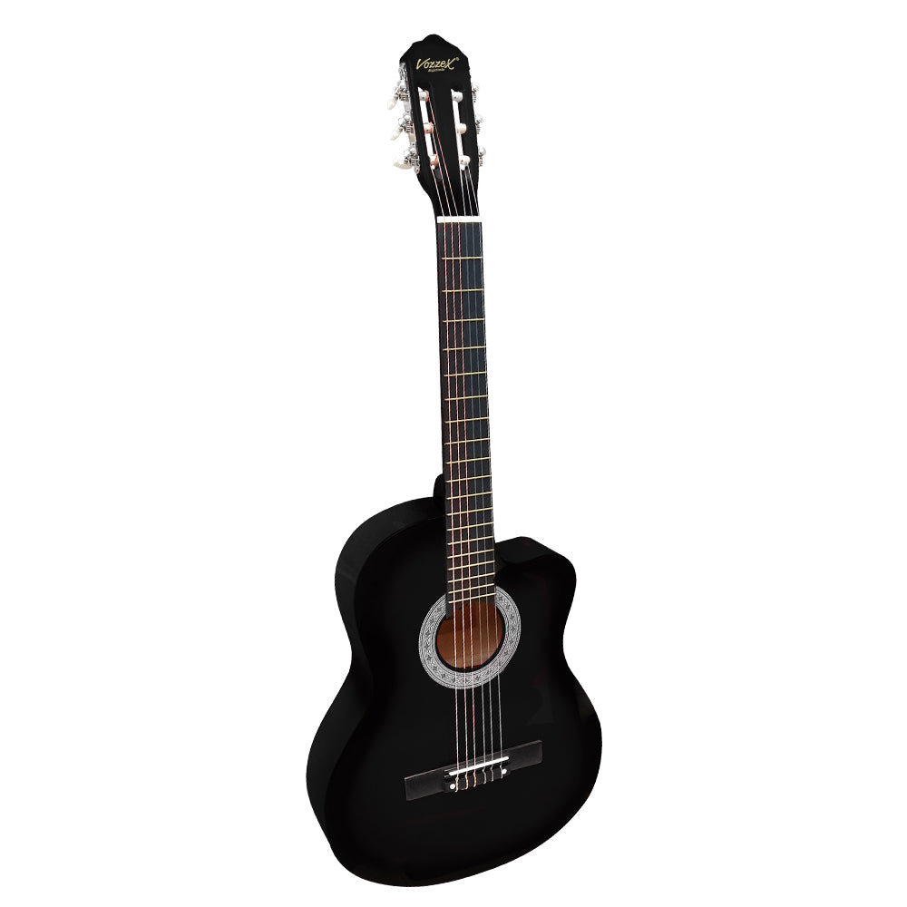 GUITARRA ACUSTICA NEGRO CON CORTE 39" VOZZEK VZ-851/39BKCF