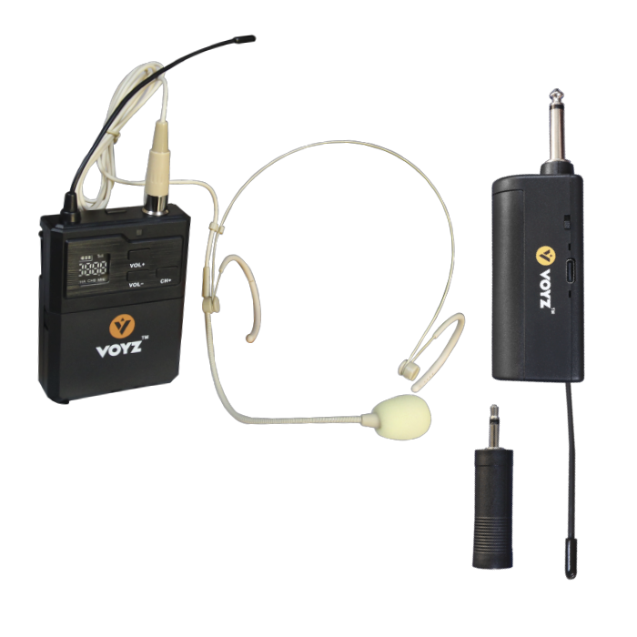 MICROFONO VOYZ UHF INALAMBRICO DE VINCHA/2AA VZ-WM103-UHF