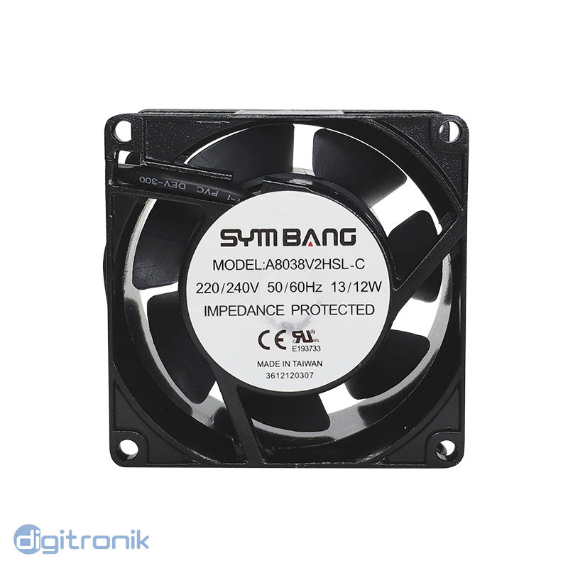 VENTILADOR SYMBANG 80X80X38MM 220V 13W A8038V2HSL-C