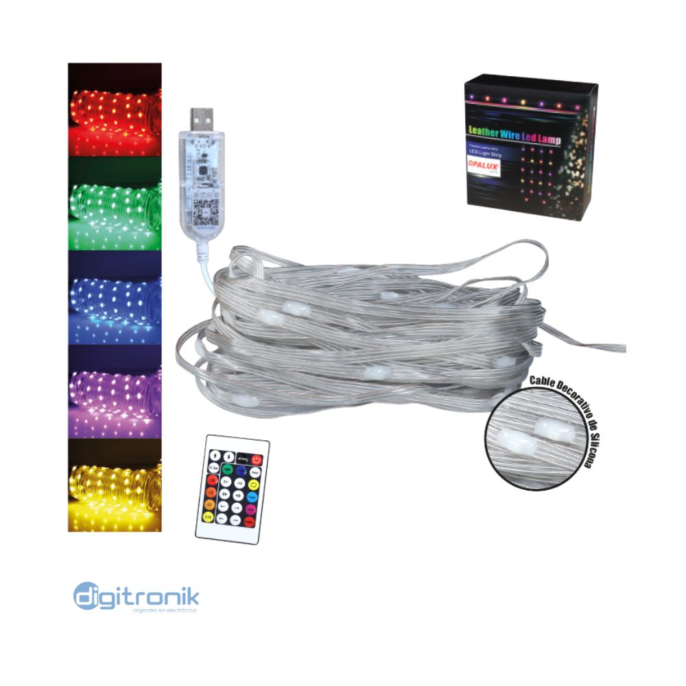 LUZ LED USB DECORATIVA 50 LED RGB 10MT C/CONTROL OP-20ST-RGB