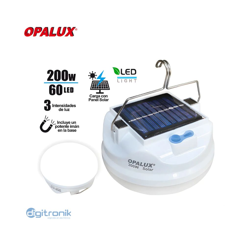 LAMPARA PORTATIL RECARGABLE 200W OPALUX COLOR GRIS OP-FD200W