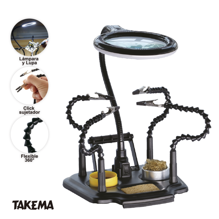SOPORTE PARA SOLDAR CON LUPA Y LUZ LED TAKEMA ZD-11M-2