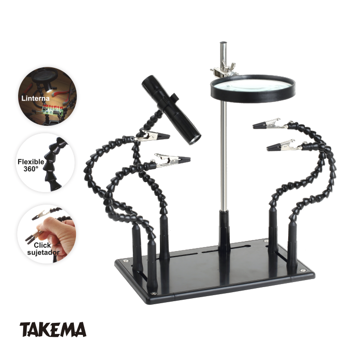 SOPORTE PARA SOLDAR CON LUPA Y LINTERNA LED TAKEMA ZD-11P-1