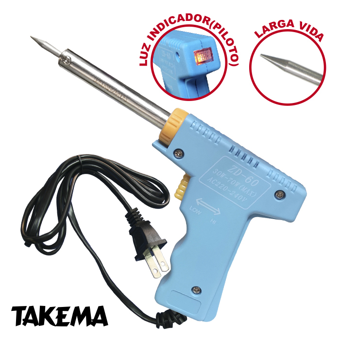 CAUTIN TIPO PISTOLA TAKEMA 30W-70W CELESTE 220VAC ZD-60/B1