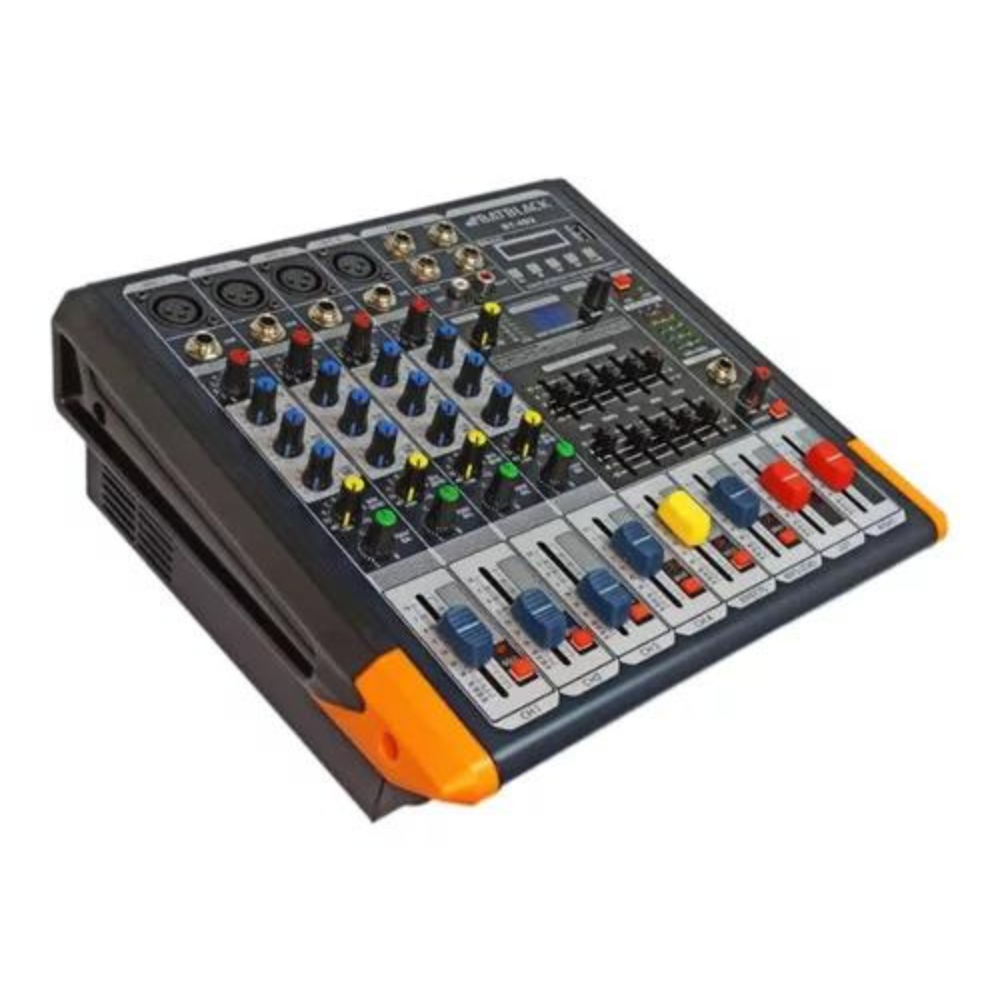 Consola amplificada BATBLACK 600W 4 canales con phantom C/USB/MP3/BT BT-4D2