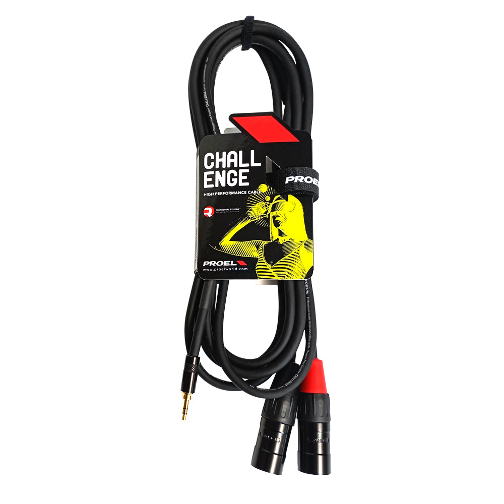 CABLE PLUG STEREO 3.5MM A 2 PLUG XLR DE 3M PROEL CHLP320LU3