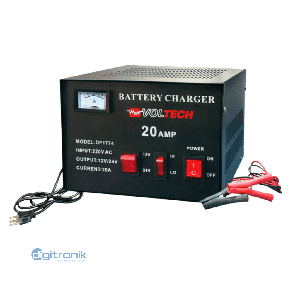 CARGADOR DE BATERIA VOLTECH 12V-24V 20AMP 220VAC DF-1774