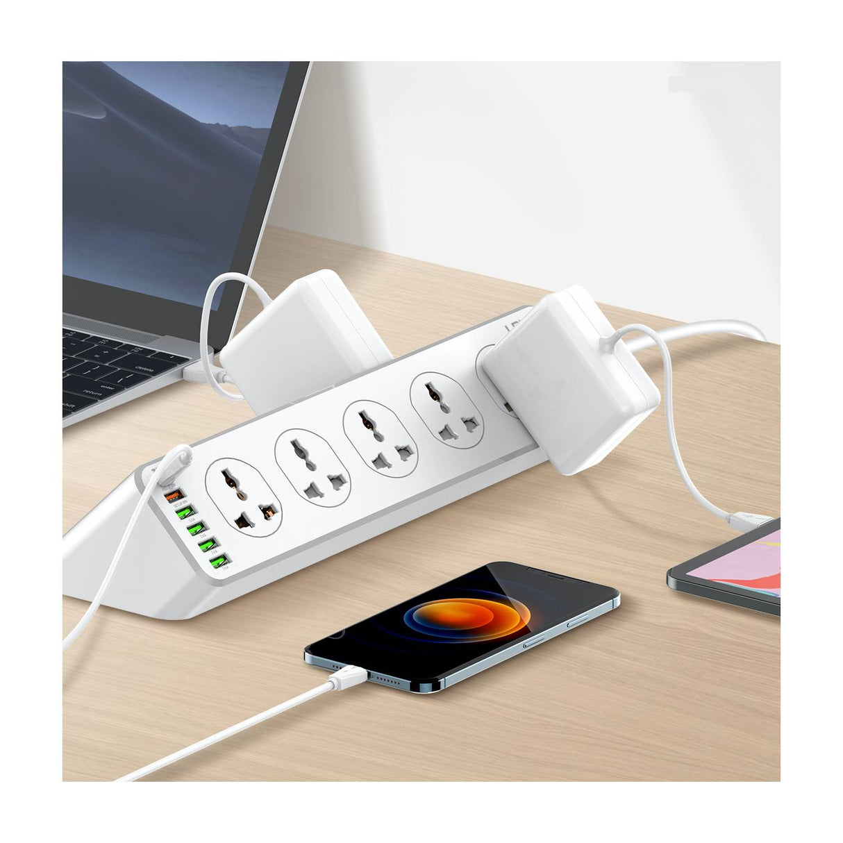 TOMACORRIENTE EXTENSION 10 PUERTOS MAS CONECTOR USB LDNIO SC10610