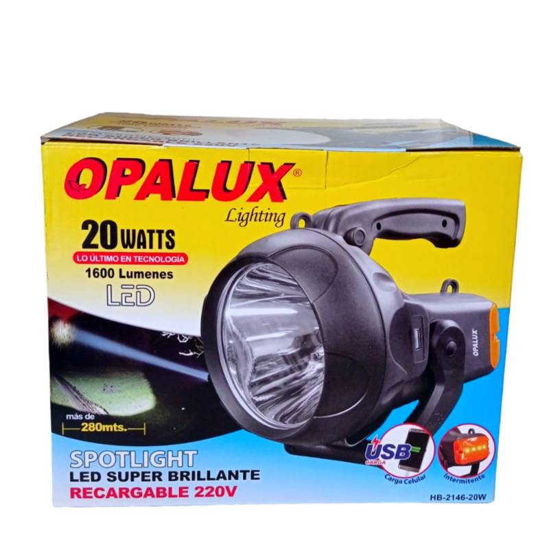 LINTERNA LED 20W OPALUX INTERMITENTE RECARGABLE 220V HB-2146-20W