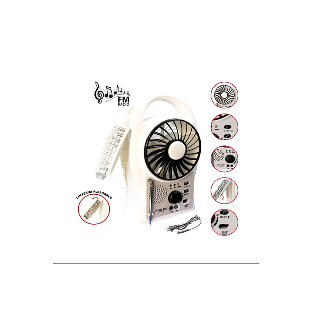 Ventilador 5″ con Radio y Linterna OP-3705 OPALUX
