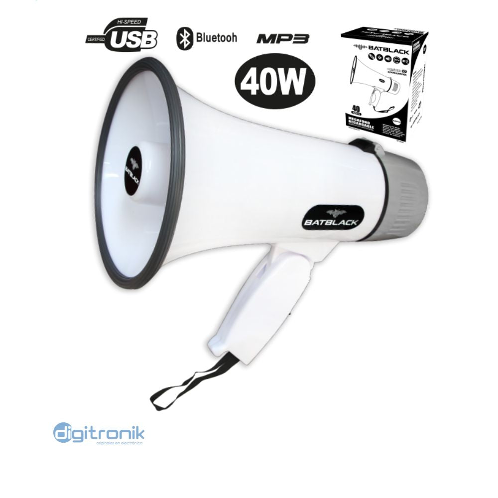 MEGAFONO RECARGABLE 40W BATBLACK BATERIA LITIO 3.7V BT-XB32