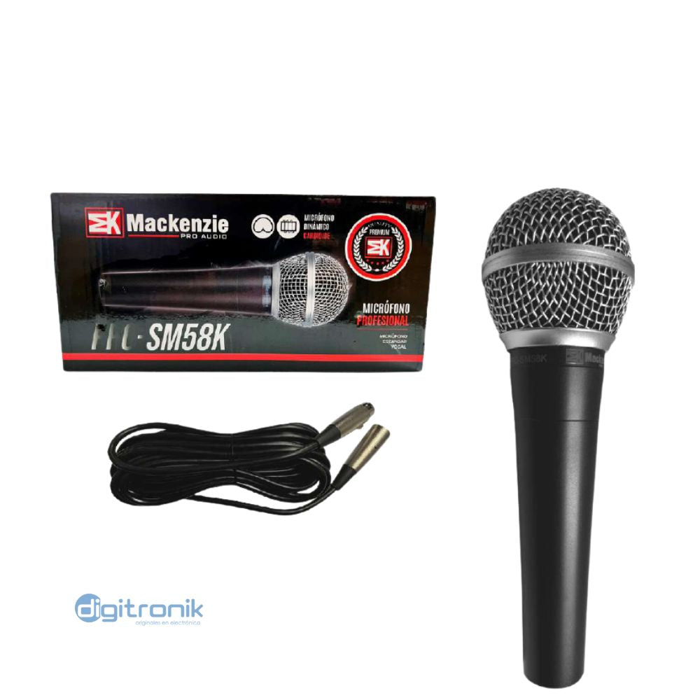 MICROFONO ALAMBRICO C/CABLE+CLIP MAC PRO-SM58K MACKENZIE