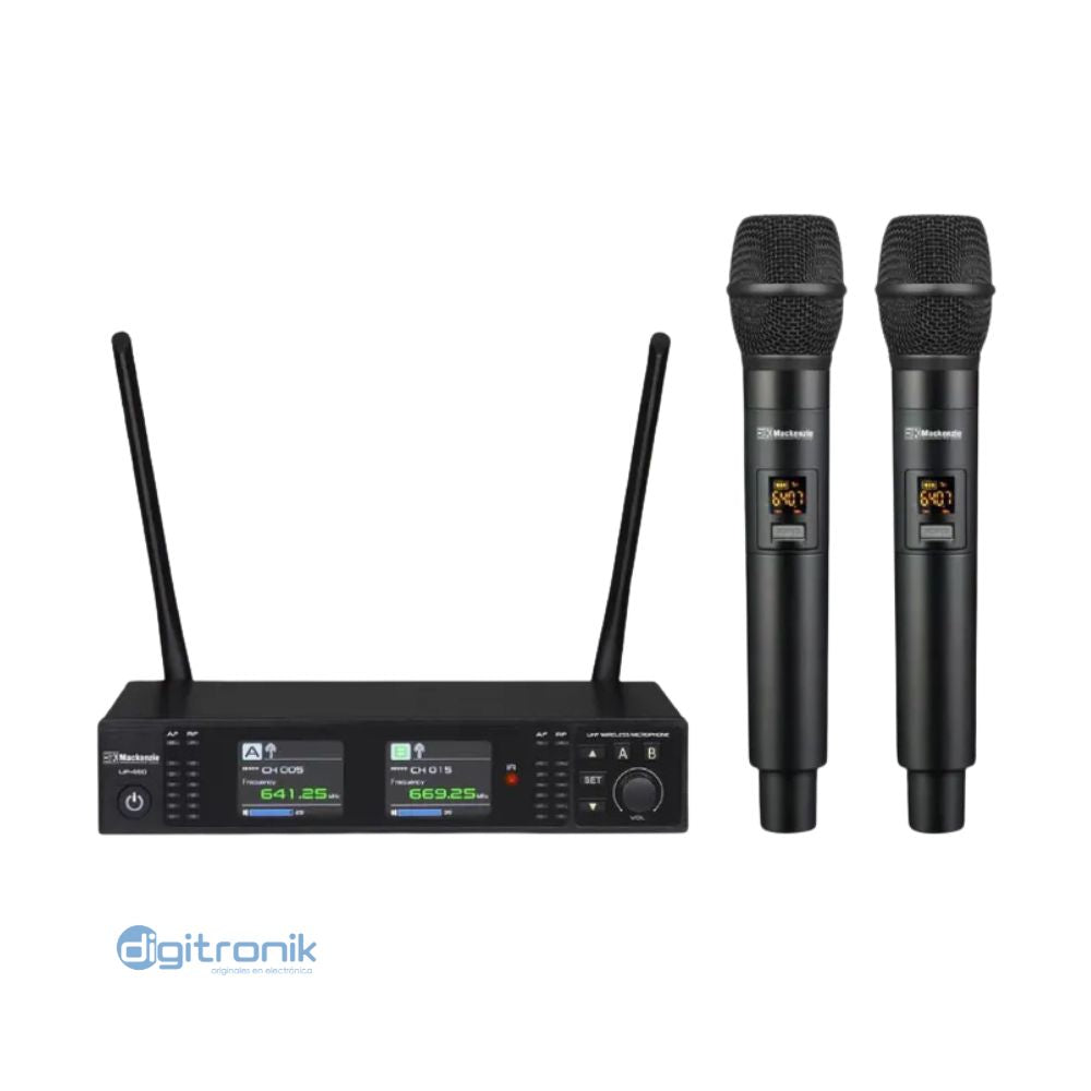 MICROFONO D0BLE DE MANO 640-690 MHZ MACKENZIE UHF-450