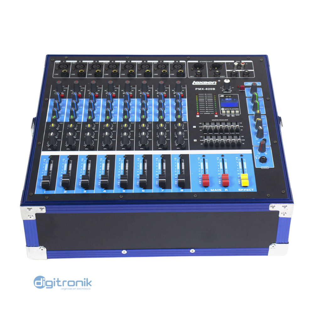 POWER MIXER 8CH C/RACK CASE PMX-820B LEXSEN