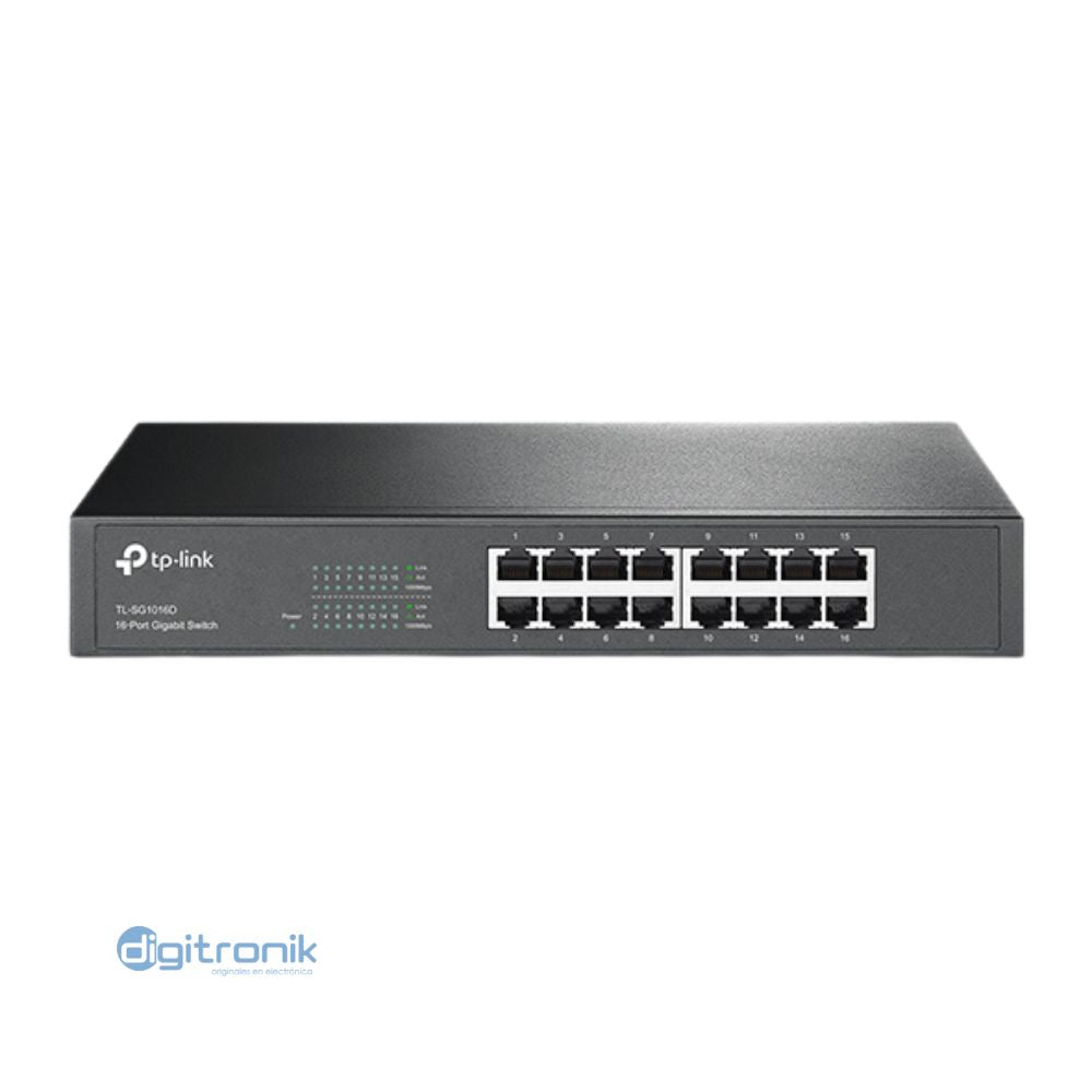 TP-LINK SWITCH GIGABIT DE 16 PUERTOS DESKTOP METALICO TL-SG1016D