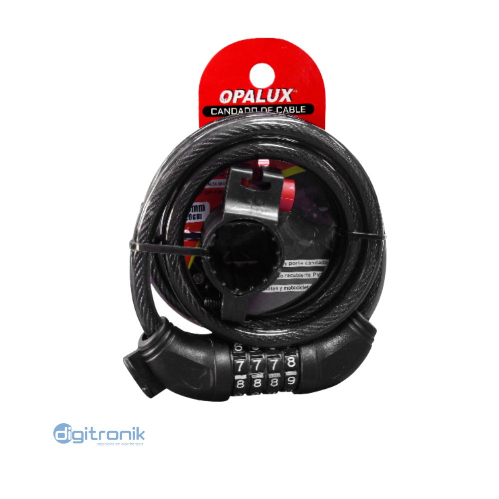 CANDADO DE CABLE CON CLAVE OPALUX 10MM 120CM OP-10M4DF