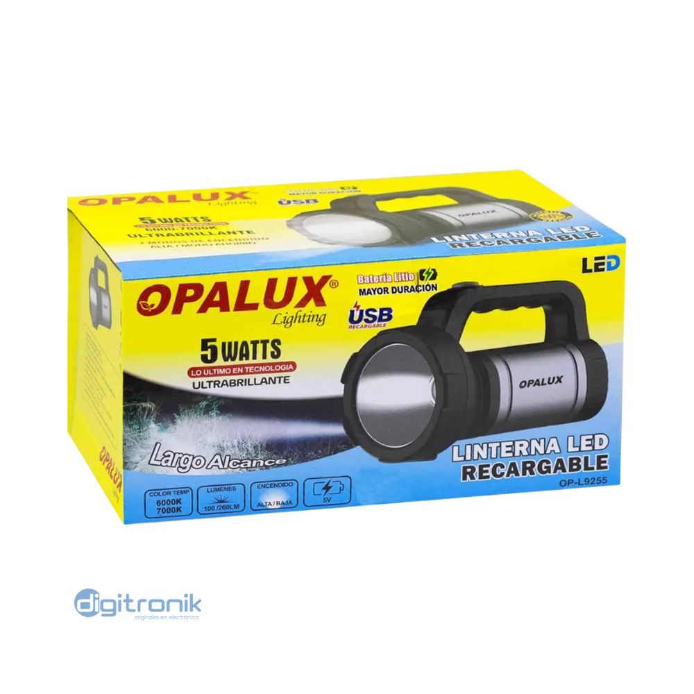 LINTERNA LED RECARGABLE 5W "OPALUX" 260 LM OP-L9255