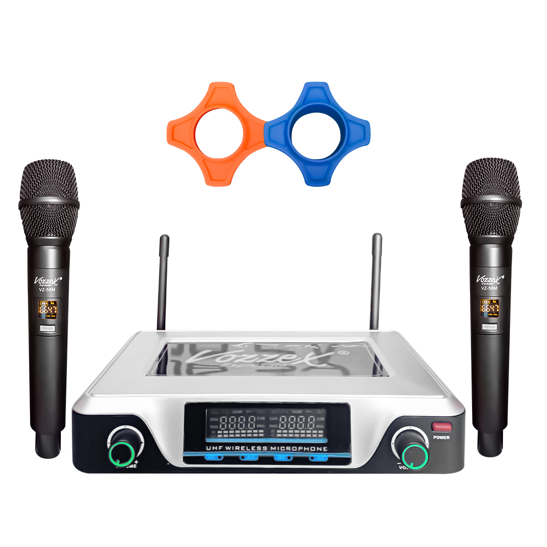 MICROFONO INALAMBRICO DUAL MANUAL UHF VOZZEX VZ-58M#