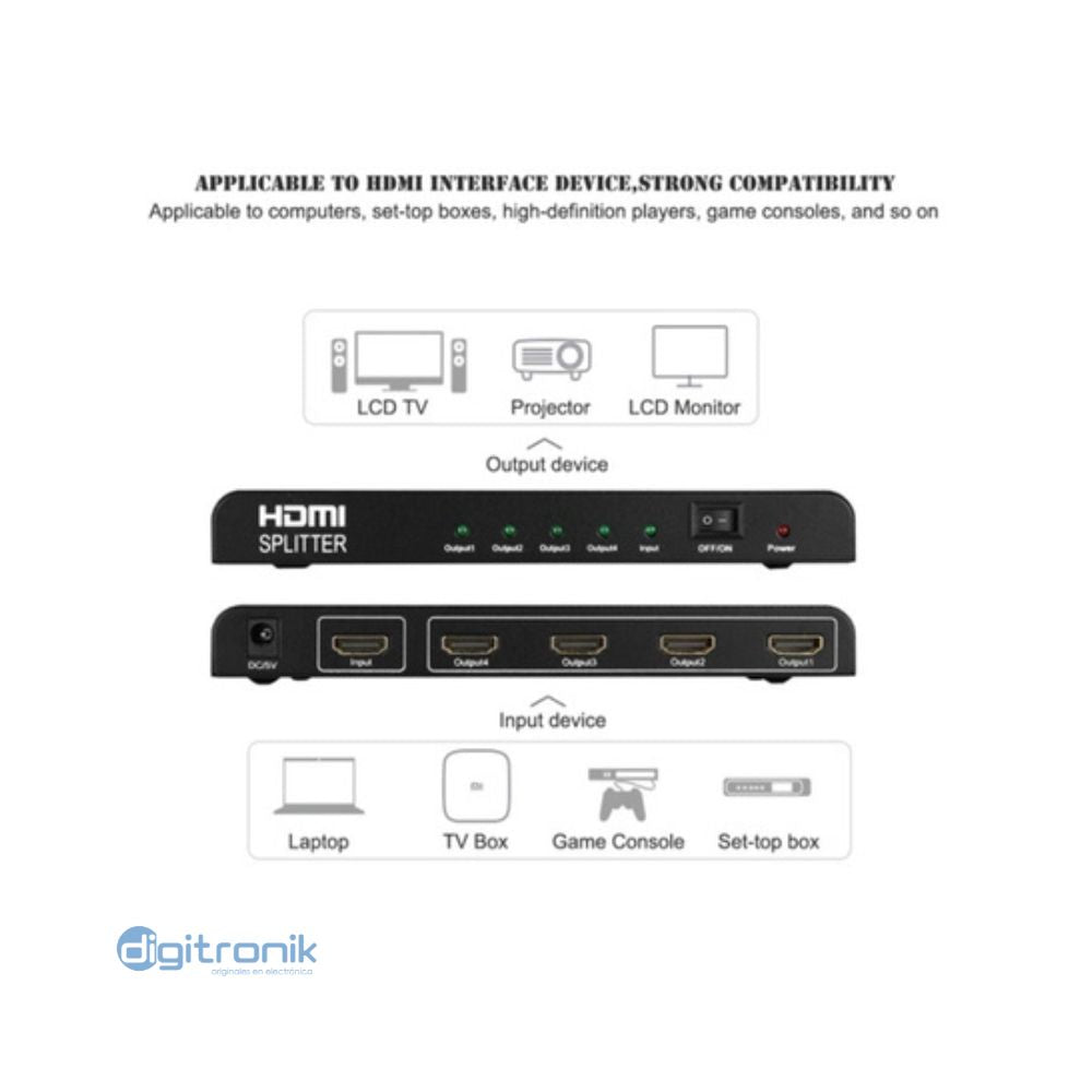 SPLITER HDMI 1X4 3D TRAUTECH PE-HD0041