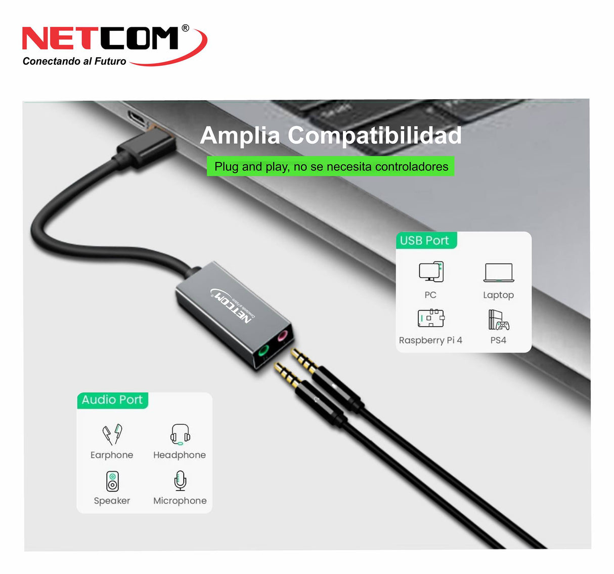 ADAPTADOR DE USB A SONIDO PESC0035 NETCOM