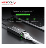 ADAPTADOR TYPE C A RJ45 1000MBPS PE-TA0121 NETCOM