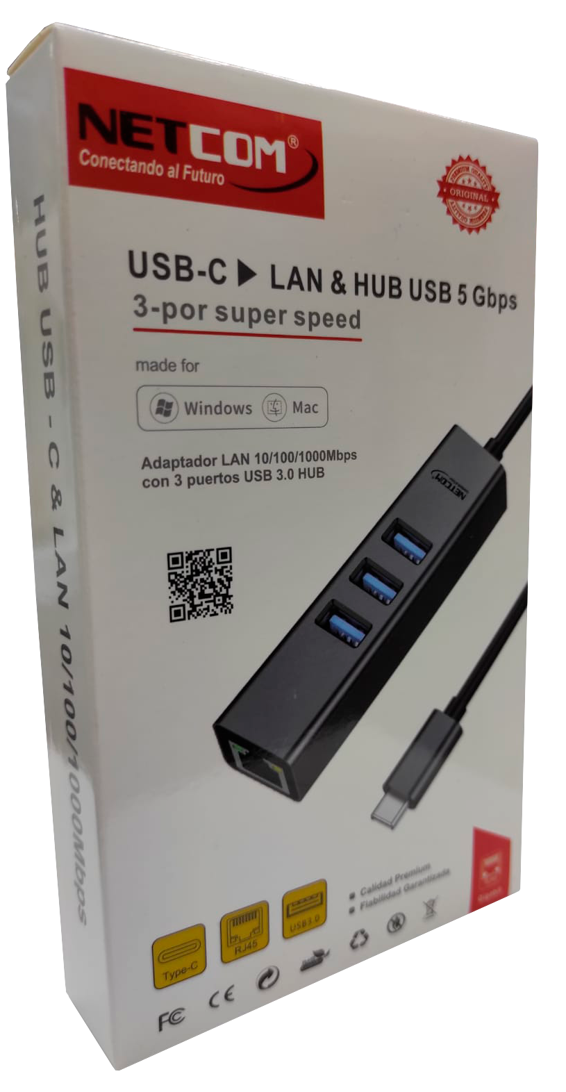 HUB USB TYPE-C Y RED RJ45 NETCOM PETA0144