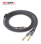 CABLE DE AUDIO 1 PLUG 3.5MM MACHO A 2 PLUG 6.3MM MACHP 1.80MTS PE-RS0109 NETCOM