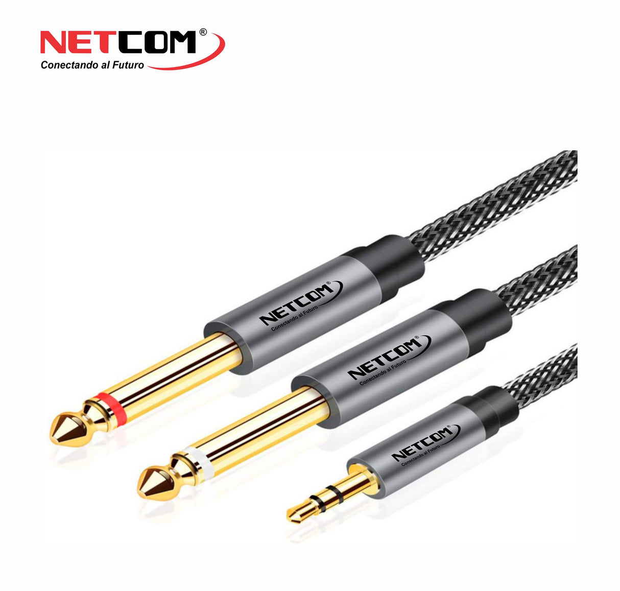 CABLE DE AUDIO 1 PLUG 3.5MM MACHO A 2 PLUG 6.3MM MACHP 1.80MTS PE-RS0109 NETCOM