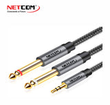 CABLE DE AUDIO 1 PLUG 3.5MM MACHO A 2 PLUG 6.3MM MACHP 1.80MTS PE-RS0109 NETCOM