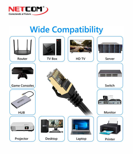 PATCH CORD RJ45 CAT 7 DE 10MTS NETCOM PE-NW0226