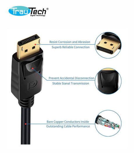 CABLE DISPLAYPORT 3MTS 4K /TRAUTECH PE-DP0144