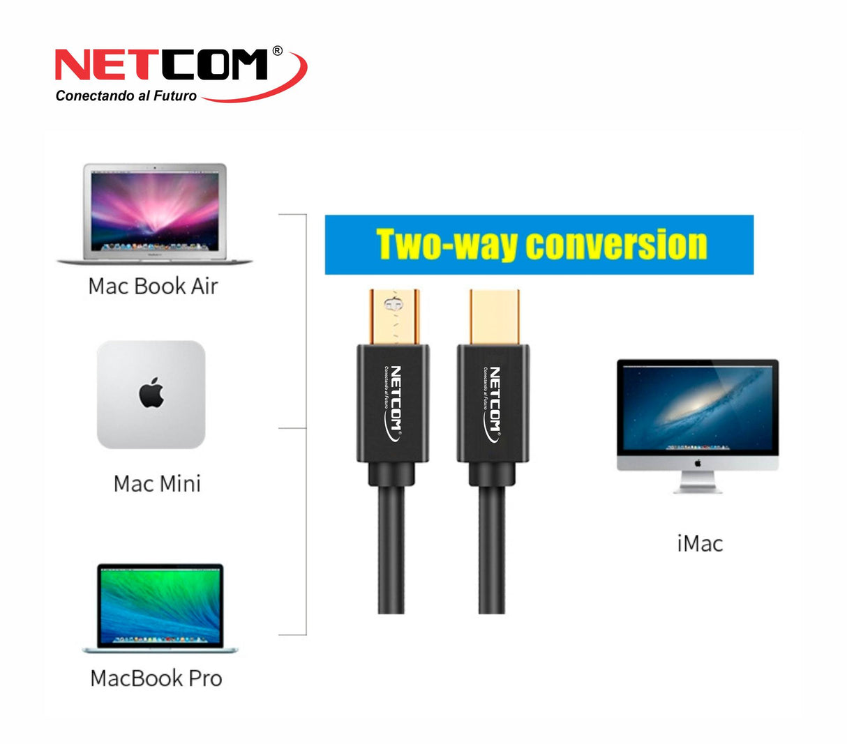 Cable Mini DisplayPort a Mini DisplayPort 4K@60Hz de 1.80 Metros PE-DP0372 NETCOM